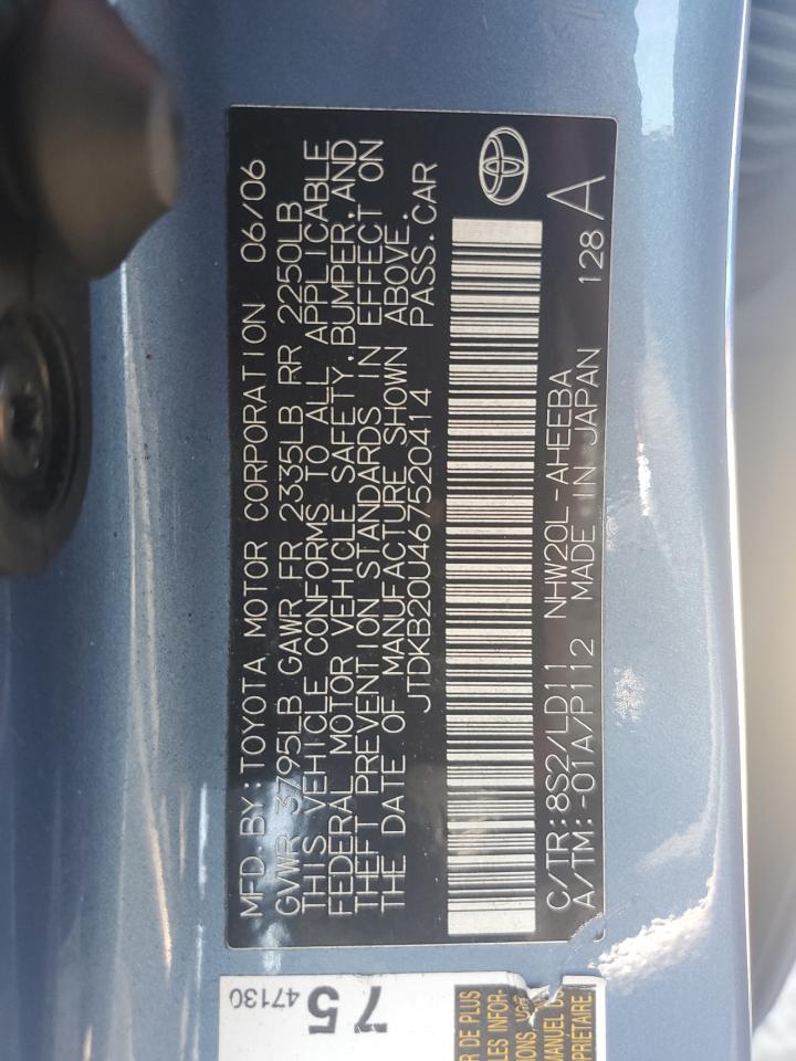 2006 Toyota Prius VIN: JTDKB20U467520414 Lot: 66760155