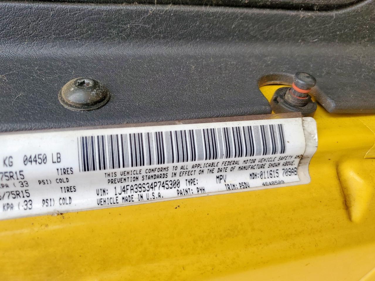 2004 Jeep Wrangler X VIN: 1J4FA39S34P745300 Lot: 65454595