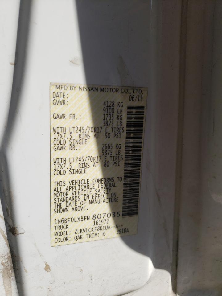 2015 Nissan Nv 2500 VIN: 1N6BF0LX8FN807035 Lot: 63243345