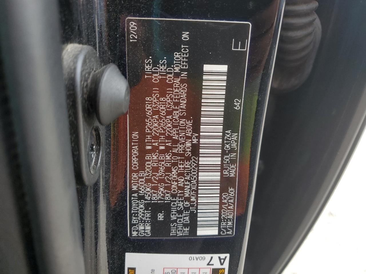 2010 Lexus Gx 460 Premium VIN: JTJJM7FX0A5002922 Lot: 64822095