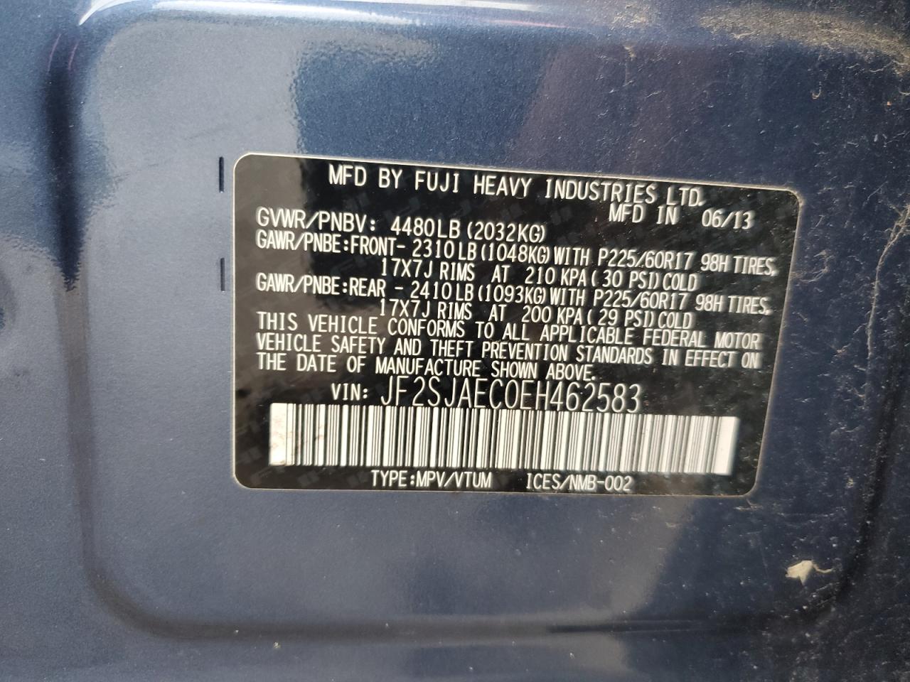 2014 Subaru Forester 2.5I Premium VIN: JF2SJAEC0EH462583 Lot: 65219905