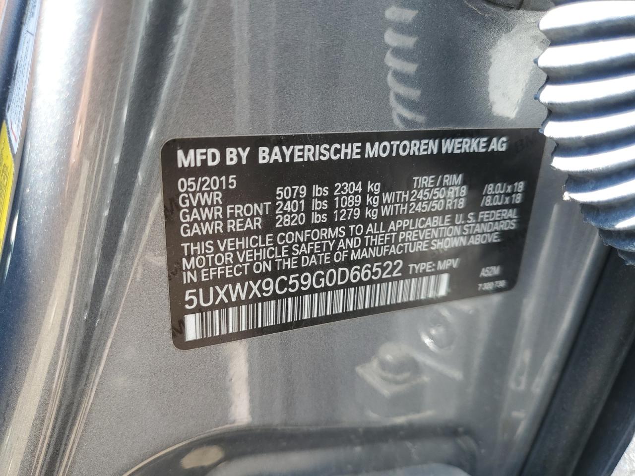 2016 BMW X3 xDrive28I VIN: 5UXWX9C59G0D66522 Lot: 63430915