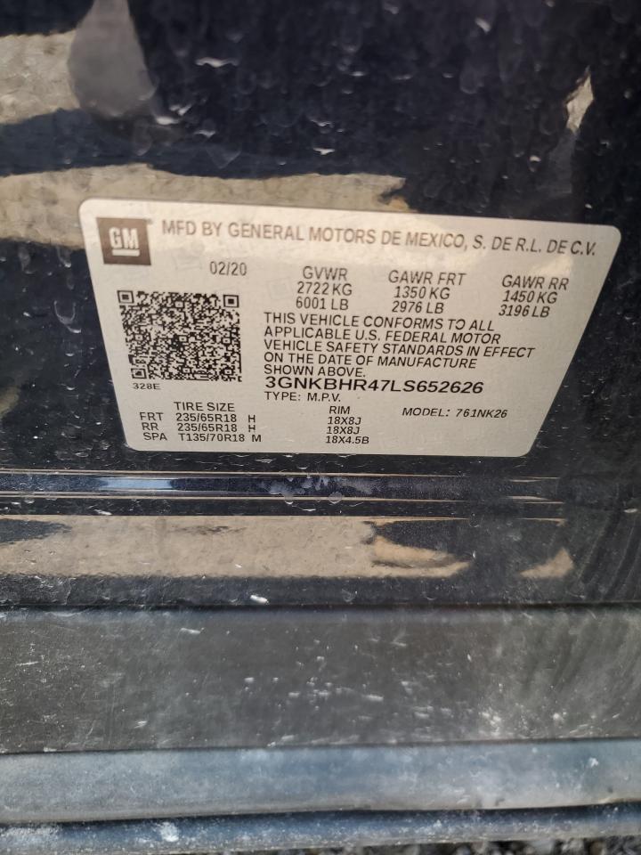 2020 Chevrolet Blazer 2Lt VIN: 3GNKBHR47LS652626 Lot: 63831055