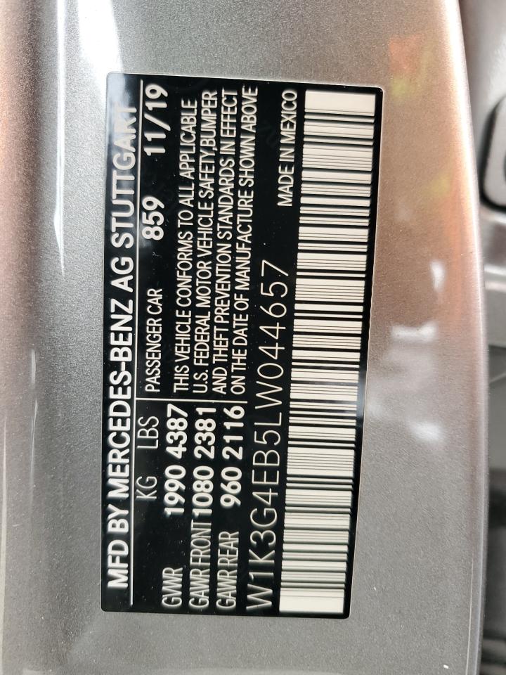2020 Mercedes-Benz A 220 VIN: W1K3G4EB5LW044657 Lot: 64783245