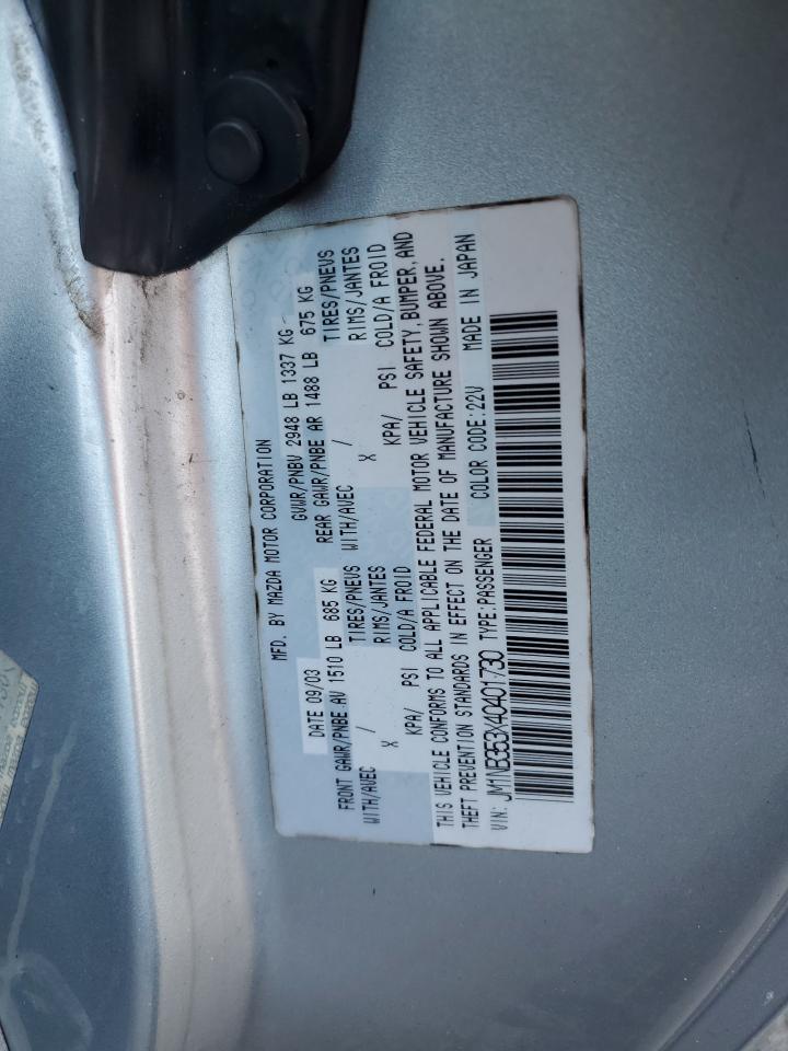 2004 Mazda Mx-5 Miata Base VIN: JM1NB353X40401730 Lot: 63875895
