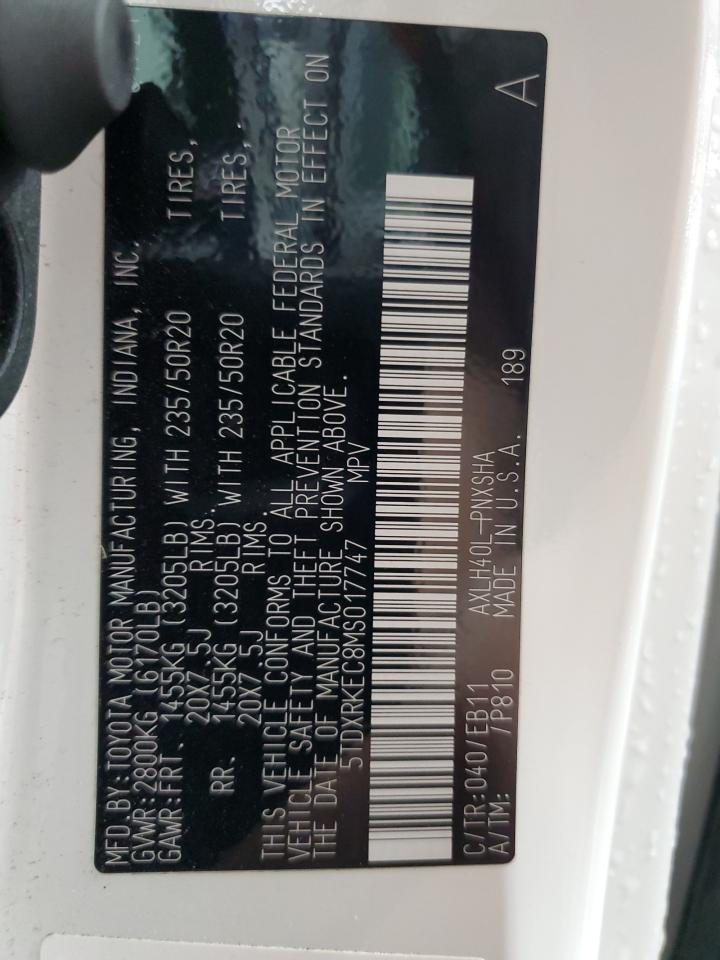 2021 Toyota Sienna Xse VIN: 5TDXRKEC8MS017747 Lot: 63865175