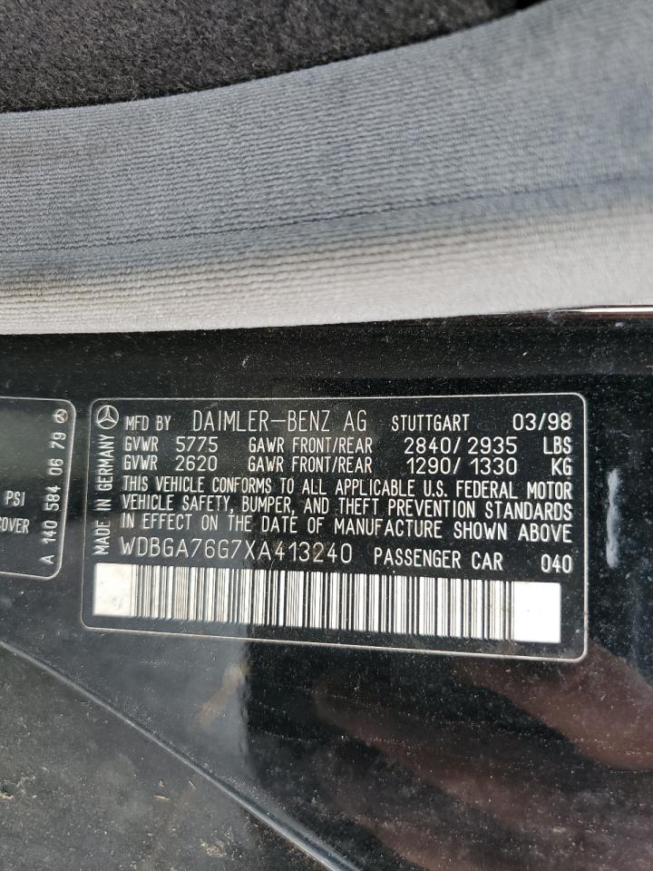 1999 Mercedes-Benz Cl 600 VIN: WDBGA76G7XA413240 Lot: 65551785