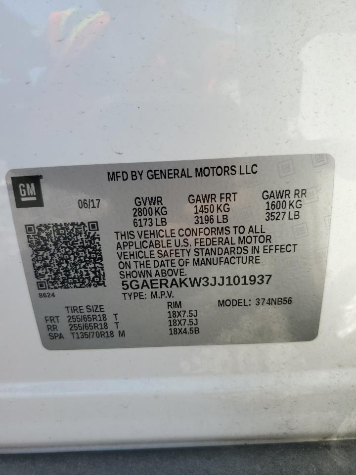 2018 Buick Enclave VIN: 5GAERAKW3JJ101937 Lot: 63020335