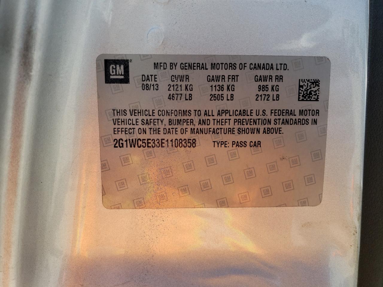 2014 Chevrolet Impala Limited Ltz VIN: 2G1WC5E33E1108358 Lot: 67232925