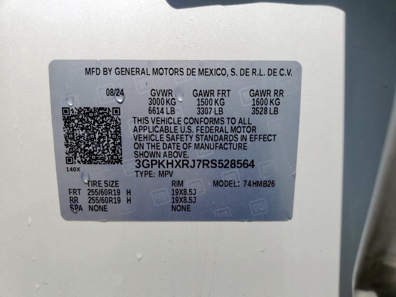 2024 Honda Prologue Tour VIN: 3GPKHXRJ7RS528564 Lot: 66152755