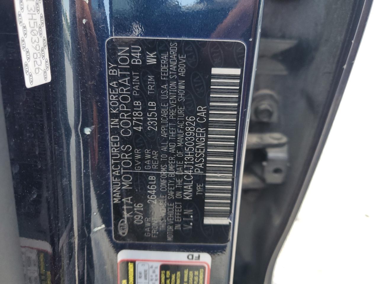 2017 Kia Cadenza Premium VIN: KNALC4J13H5039826 Lot: 65547435