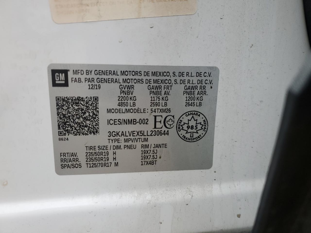 3gkalvex5ll230644 3GKALVEX5LL230644 2020 GMC Terrain Slt