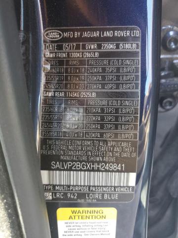 2017 LAND ROVER RANGE ROVER EVOQUE SE  