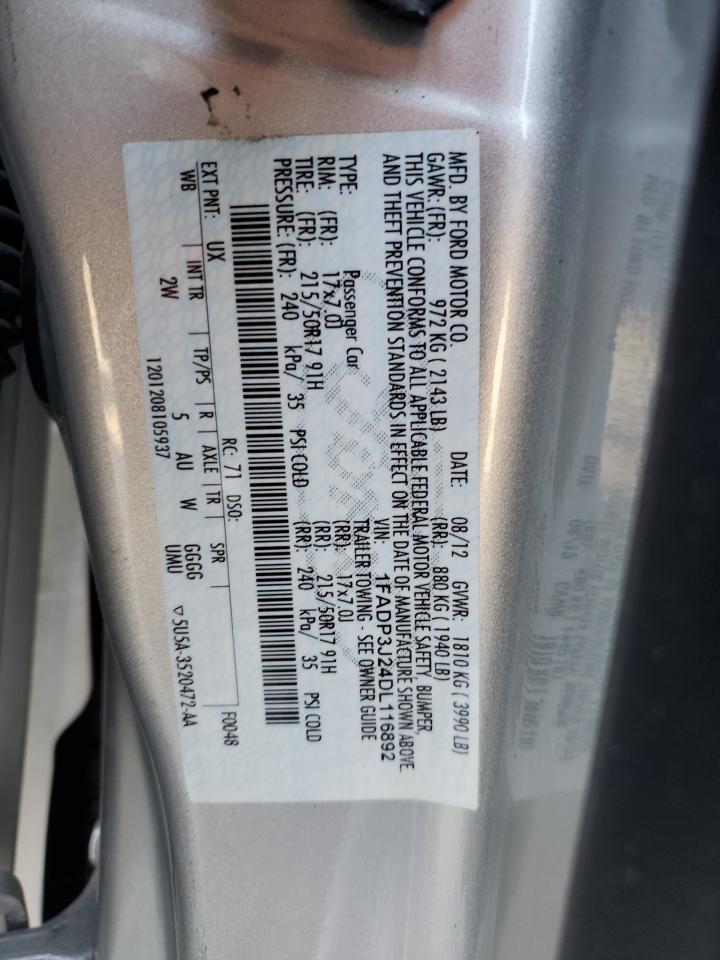 2013 Ford Focus Titanium VIN: 1FADP3J24DL116892 Lot: 65040065
