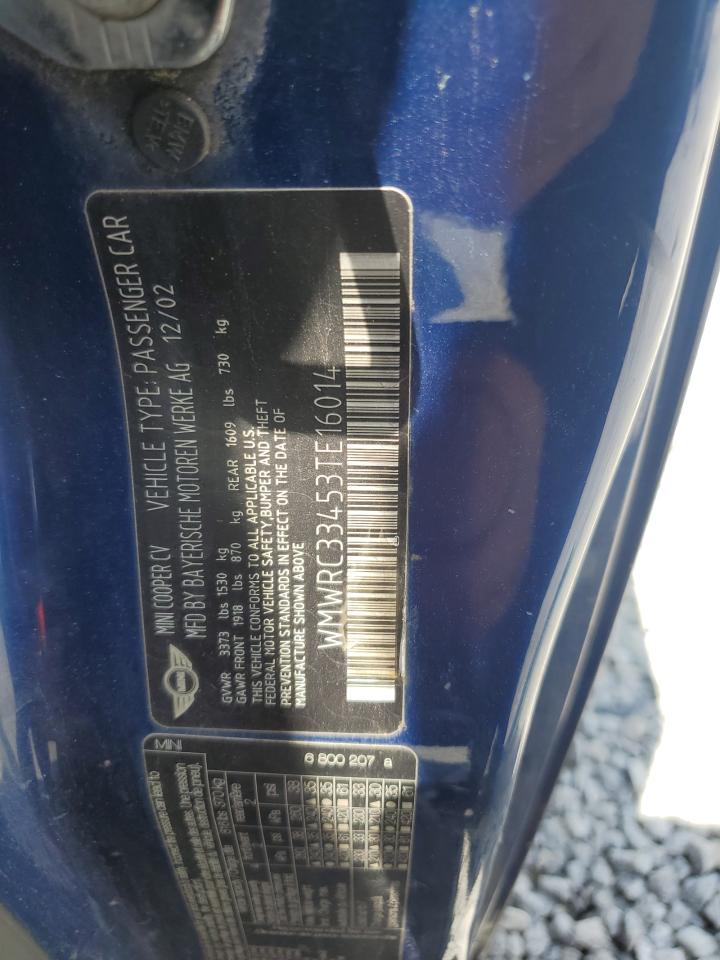 2003 Mini Cooper VIN: WMWRC33453TE16014 Lot: 80996635