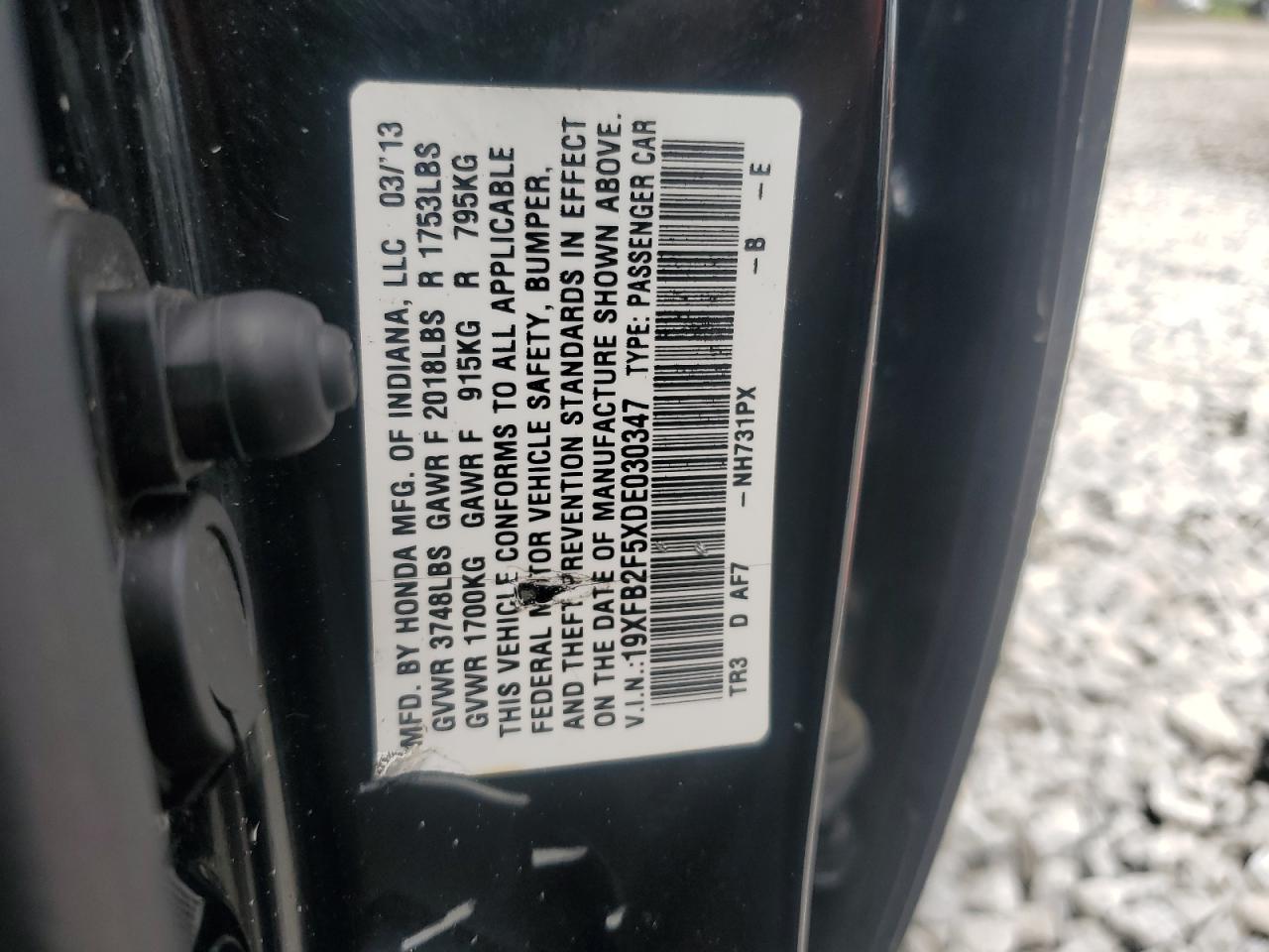 2013 Honda Civic Lx VIN: 19XFB2F5XDE030347 Lot: 65188905
