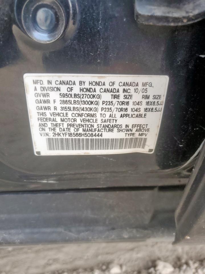 2006 Honda Pilot Ex VIN: 2HKYF18566H508444 Lot: 63280935
