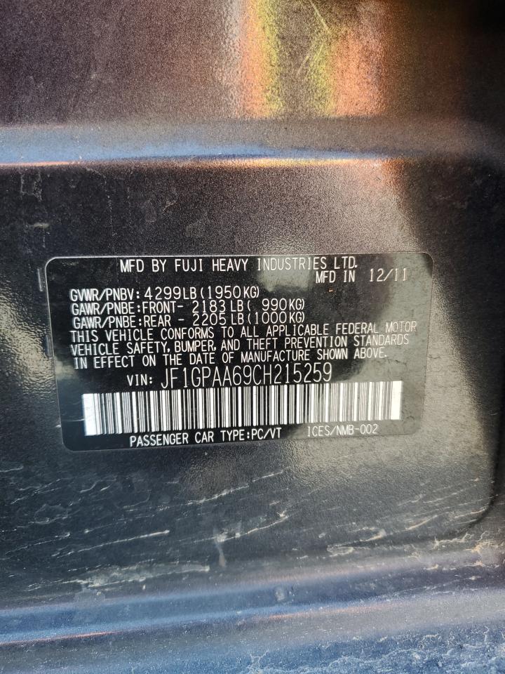 2012 Subaru Impreza VIN: JF1GPAA69CH215259 Lot: 65073935
