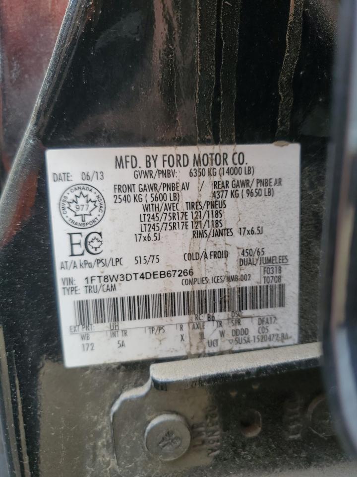 2013 Ford F350 Super Duty VIN: 1FT8W3DT4DEB67266 Lot: 62996915