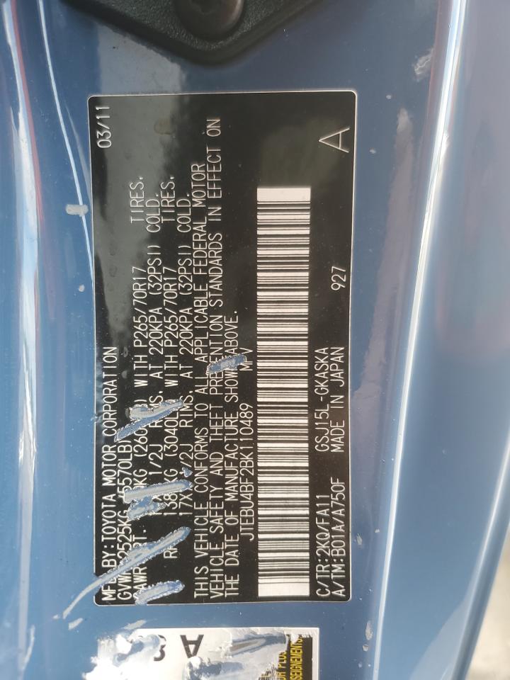 2011 Toyota Fj Cruiser VIN: JTEBU4BF2BK110489 Lot: 64169235