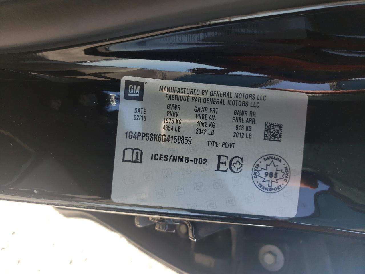 2016 Buick Verano VIN: 1G4PP5SK6G4150859 Lot: 62058615