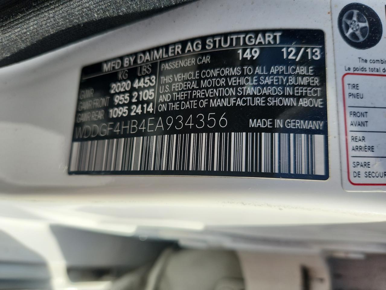 2014 Mercedes-Benz C 250 VIN: WDDGF4HB4EA934356 Lot: 64480815