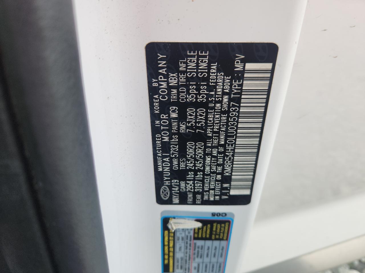 2020 Hyundai Palisade Limited VIN: KM8R54HE0LU035937 Lot: 64636795