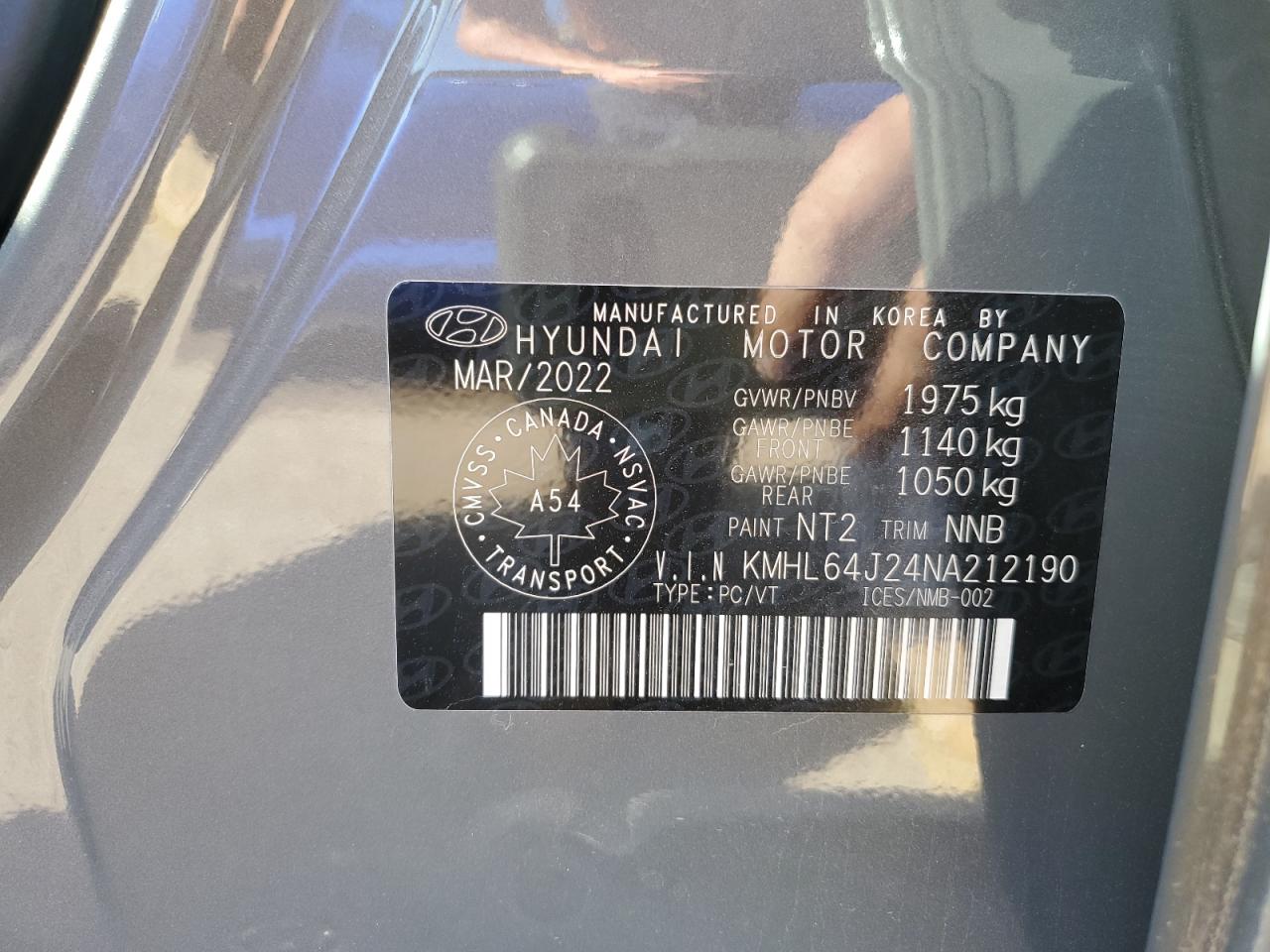 2022 Hyundai Sonata Luxury VIN: KMHL64J24NA212190 Lot: 65203025