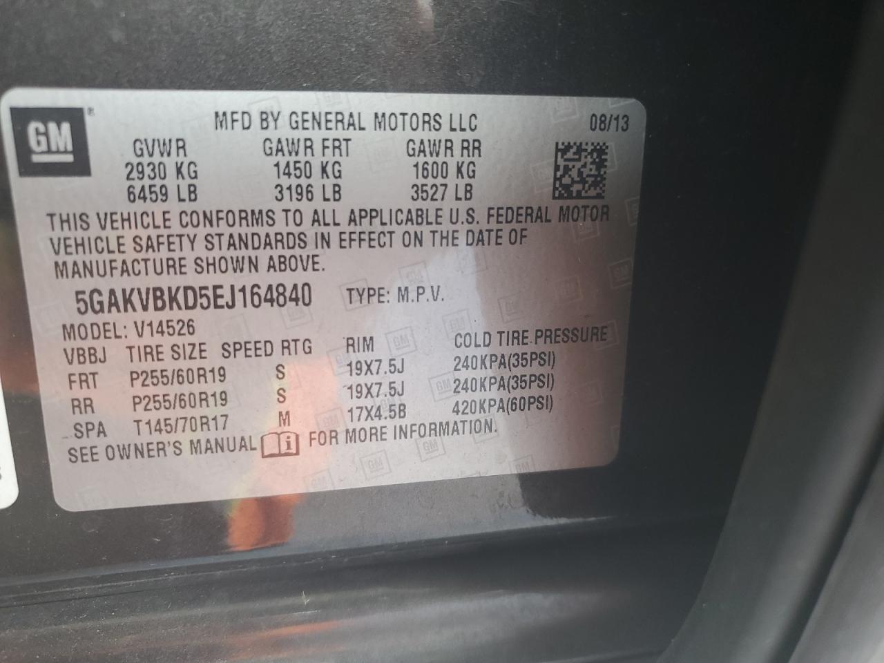 2014 Buick Enclave VIN: 5GAKVBKD5EJ164840 Lot: 64517425