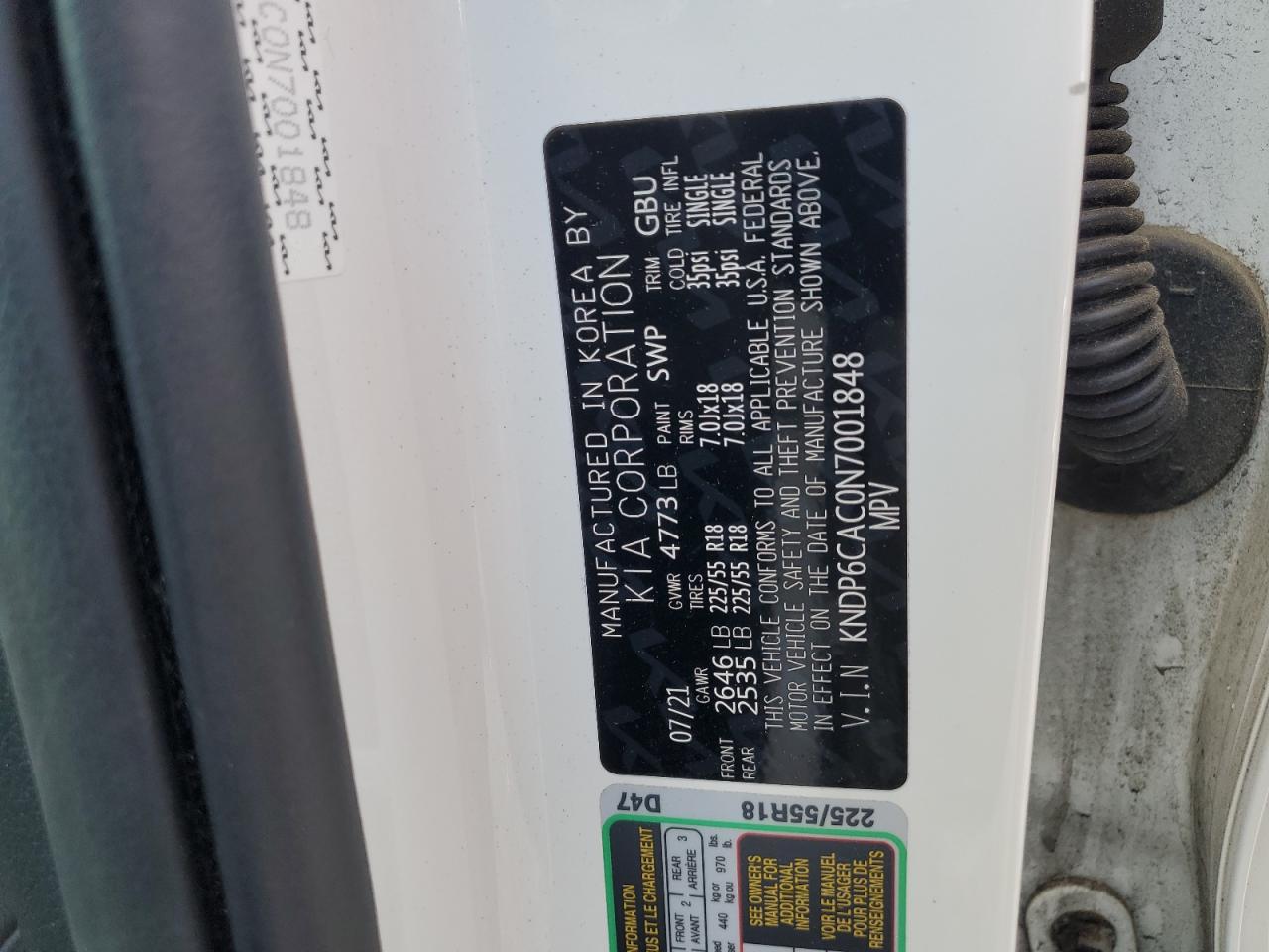 2022 Kia Sportage S VIN: KNDP6CAC0N7001848 Lot: 64622305