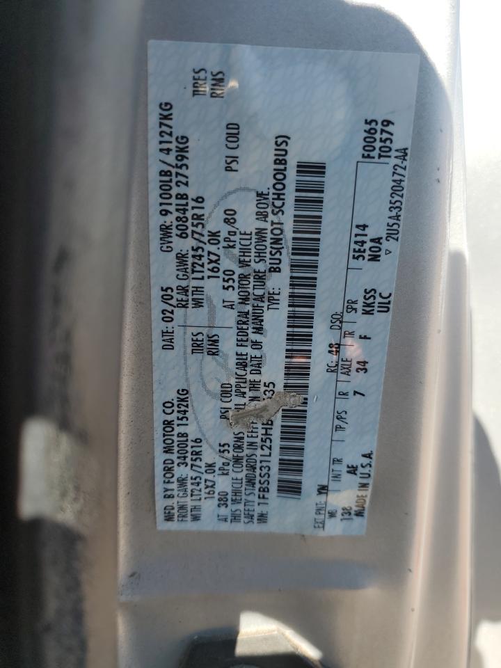 2005 Ford Econoline E350 Super Duty Wagon VIN: 1FBSS31L25HB20635 Lot: 83954275