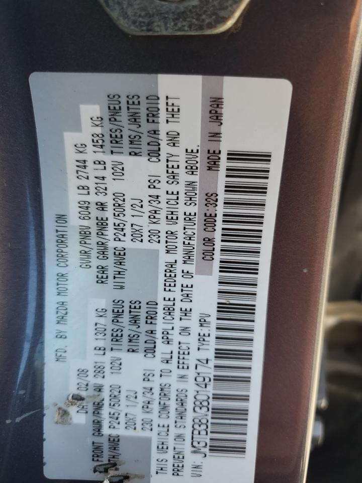 2008 Mazda Cx-9 VIN: JM3TB38V380149174 Lot: 63526135