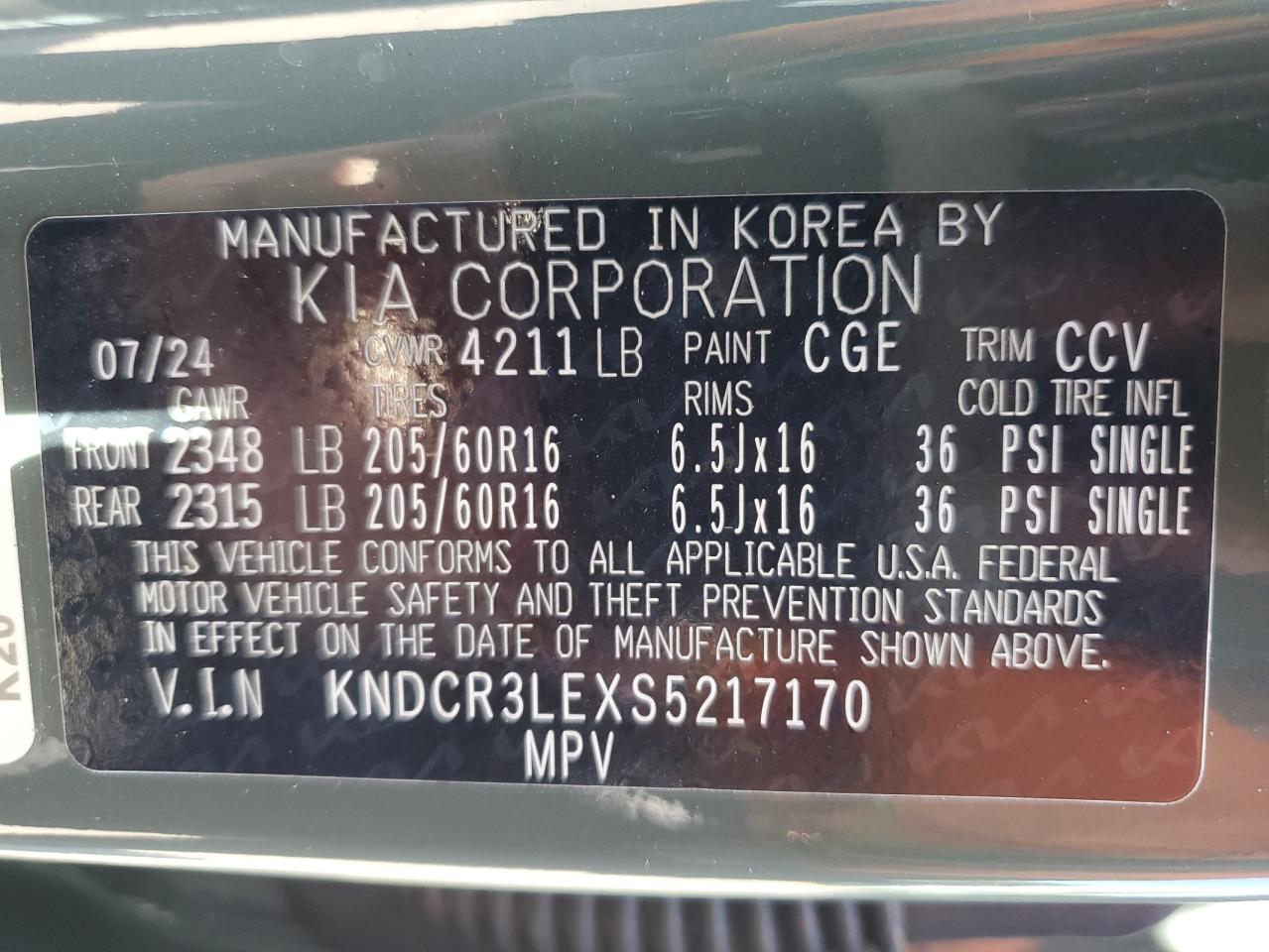 kndcr3lexs5217170 KNDCR3LEXS5217170 2025 Kia Niro Ex