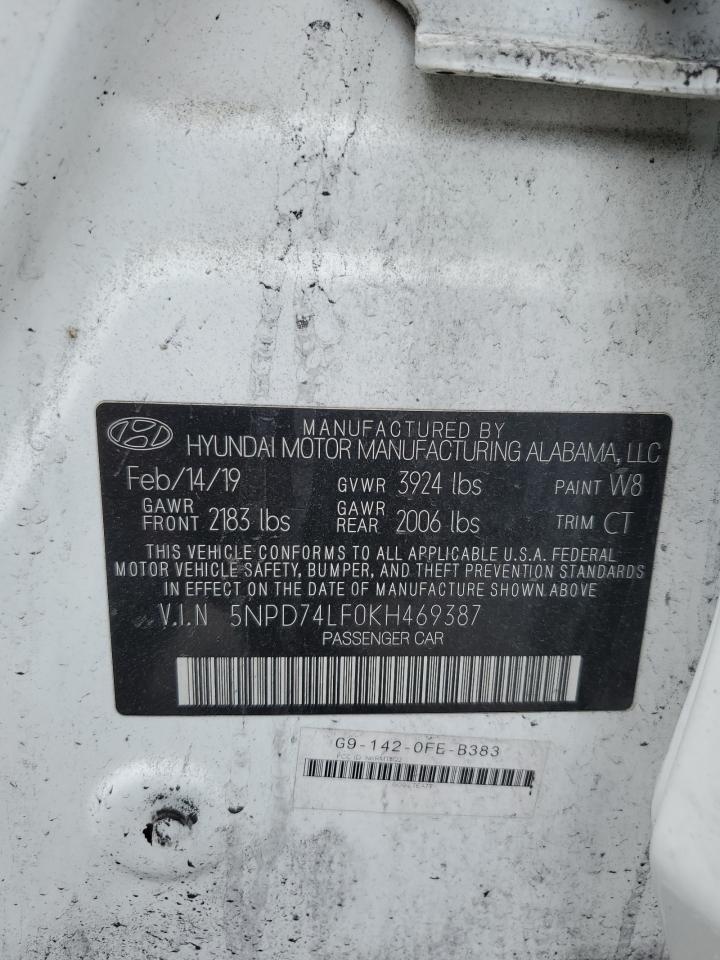 2019 Hyundai Elantra Se VIN: 5NPD74LF0KH469387 Lot: 65516175