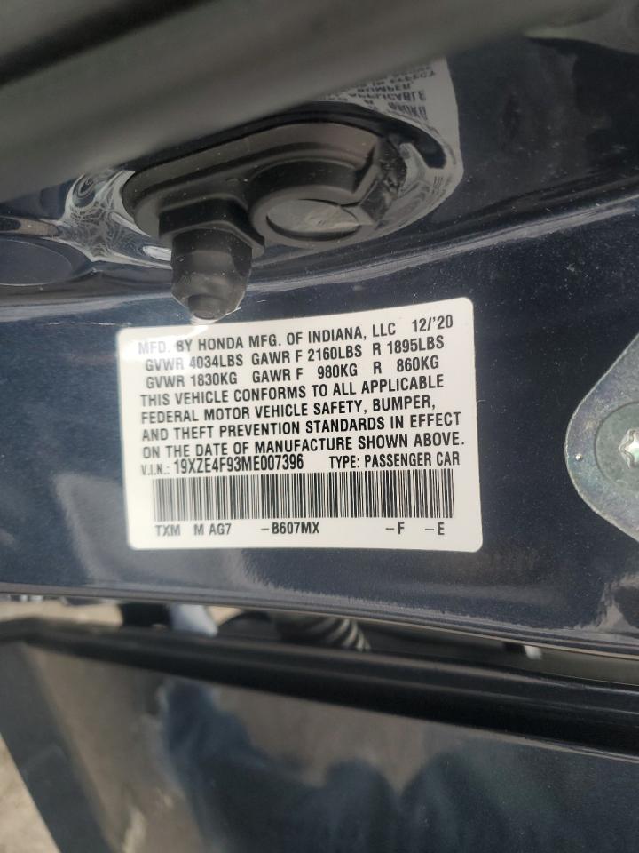 2021 Honda Insight Touring VIN: 19XZE4F93ME007396 Lot: 64213755