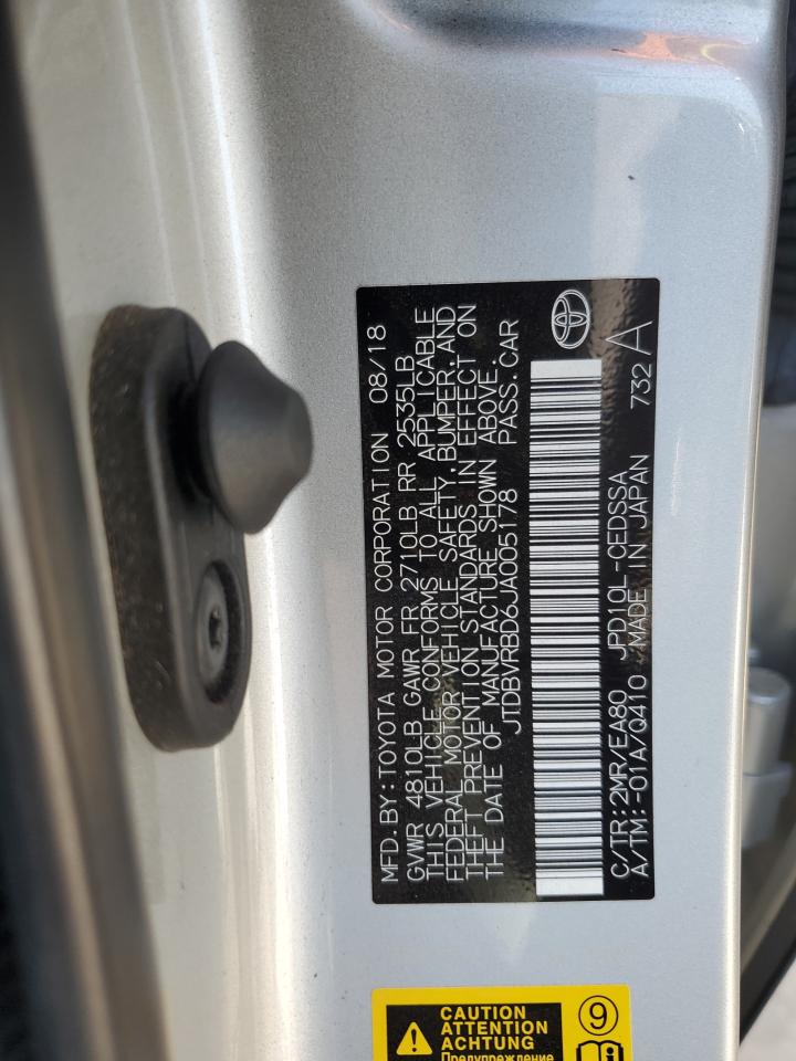 2018 Toyota Mirai VIN: JTDBVRBD6JA005178 Lot: 63644465
