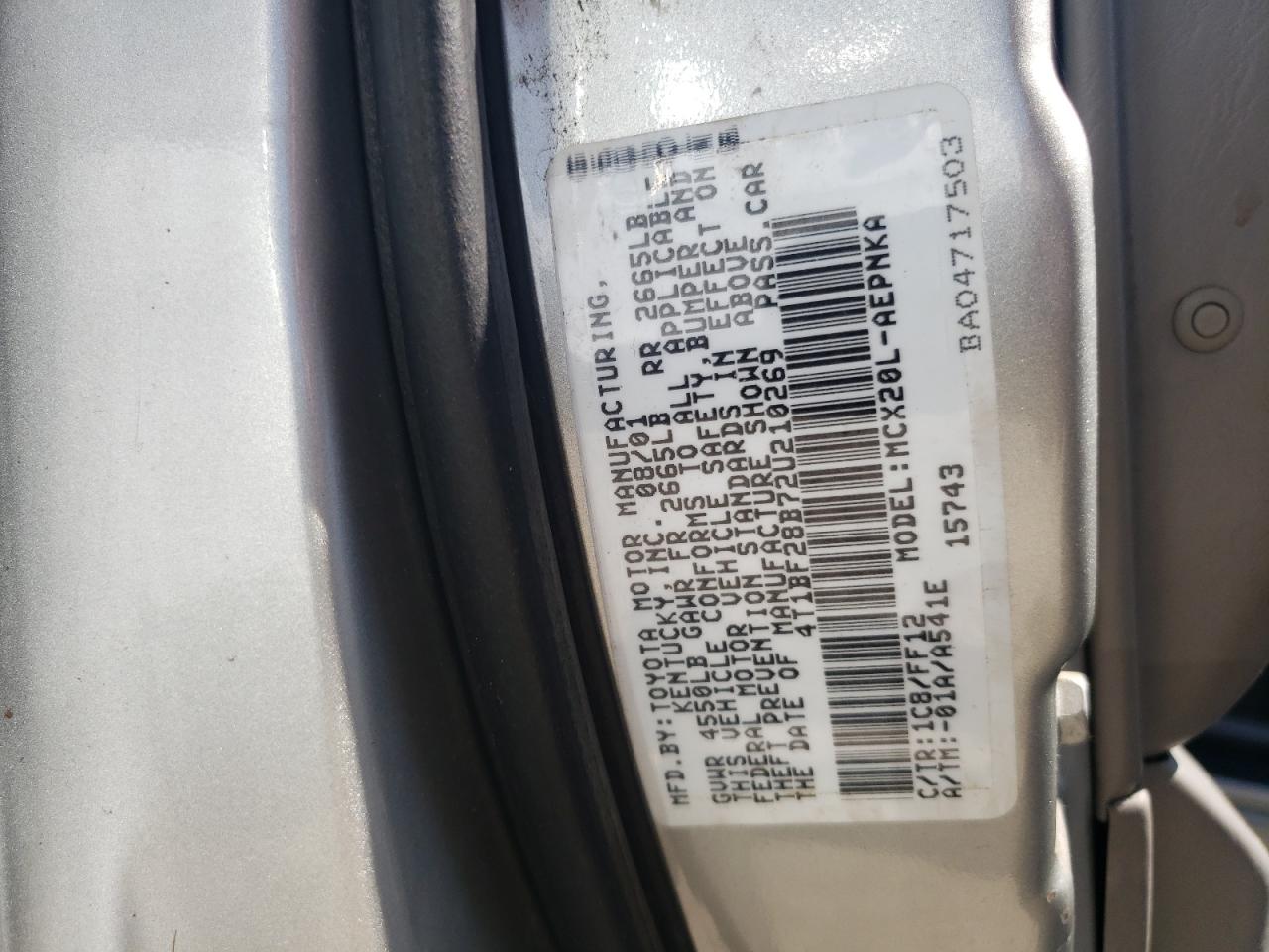 2002 Toyota Avalon Xl VIN: 4T1BF28B72U210269 Lot: 63417135