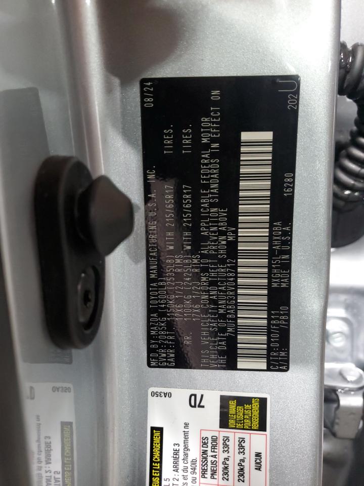 2024 Toyota Corolla Cross Se VIN: 7MUFBABG3RV048712 Lot: 64252335