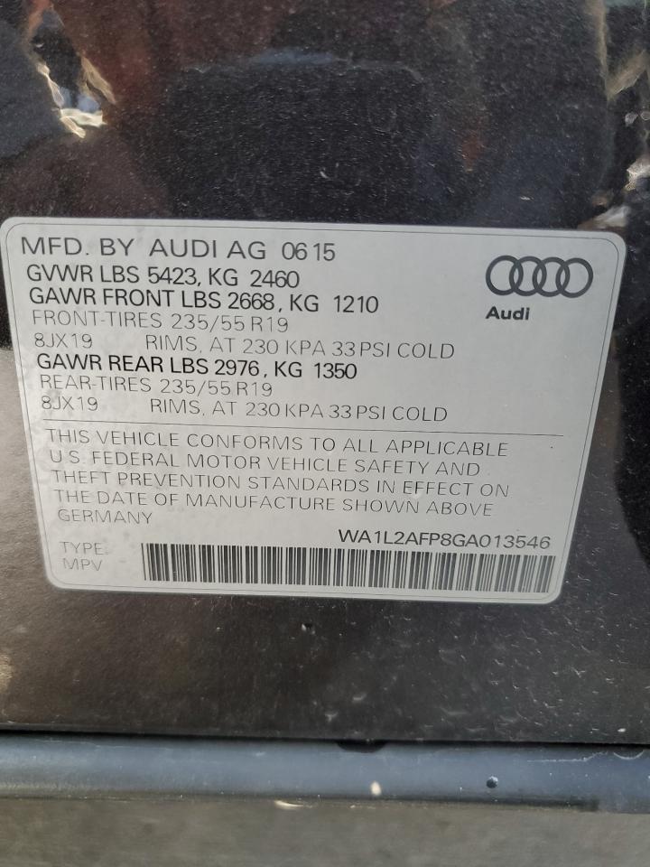 2016 Audi Q5 Premium Plus VIN: WA1L2AFP8GA013546 Lot: 64978965