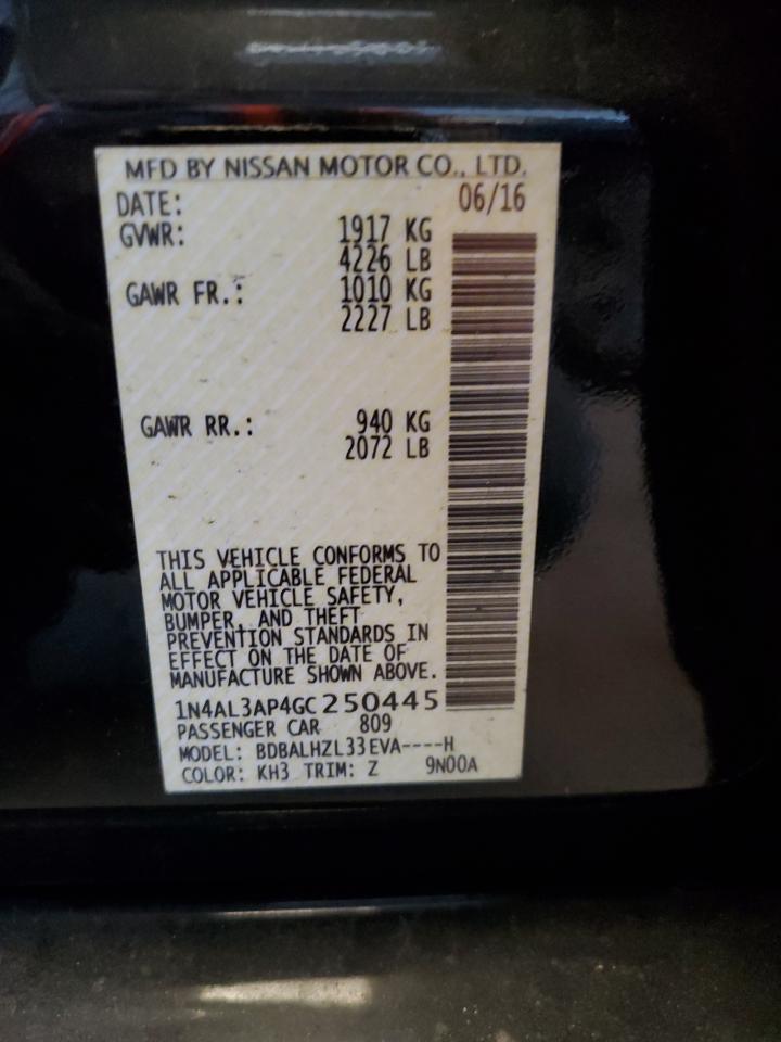 2016 Nissan Altima 2.5 VIN: 1N4AL3AP4GC250445 Lot: 63480525