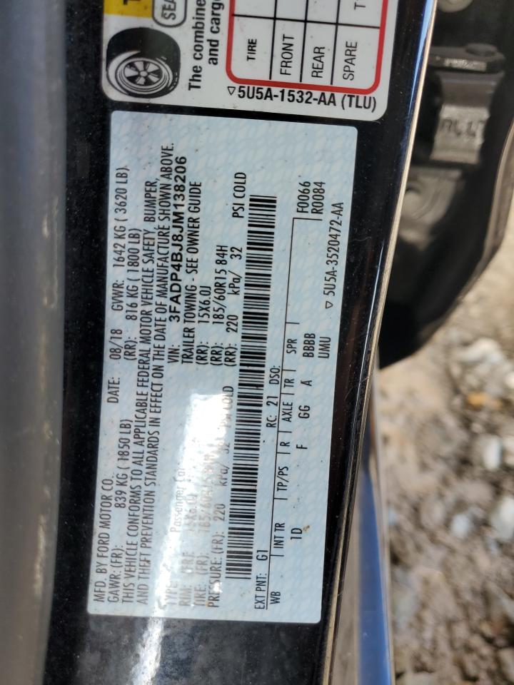 2018 Ford Fiesta Se VIN: 3FADP4BJ8JM138206 Lot: 64818605