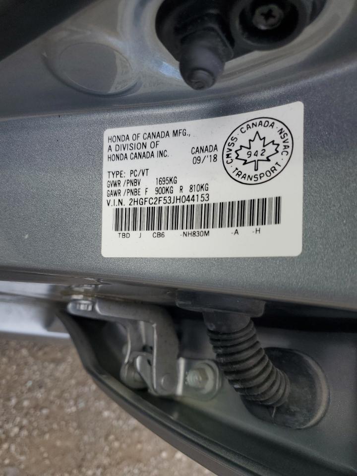 2018 Honda Civic Lx VIN: 2HGFC2F53JH044153 Lot: 63926925