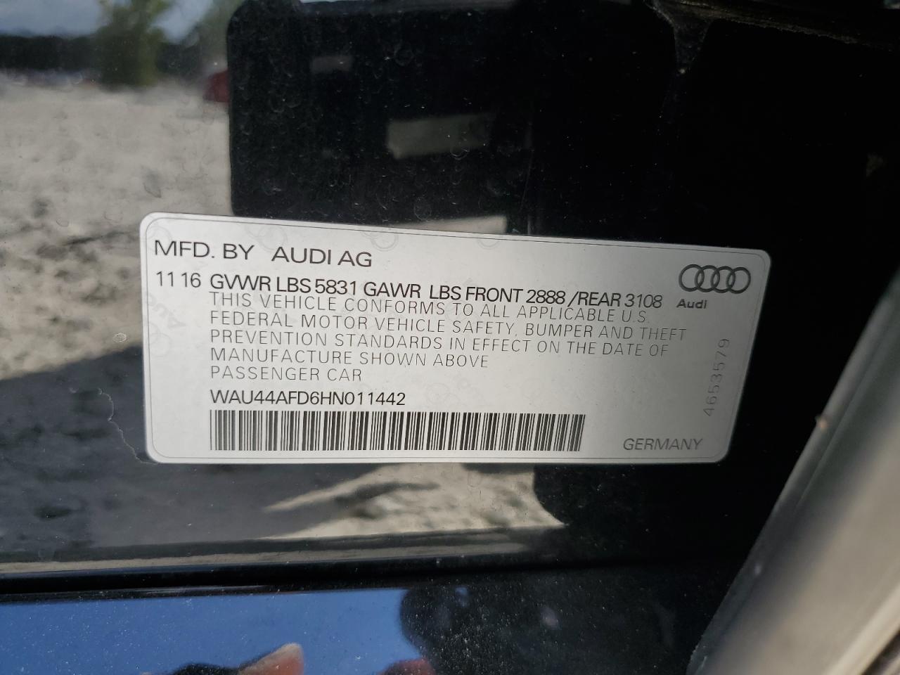 2017 Audi A8 L Quattro VIN: WAU44AFD6HN011442 Lot: 64621725