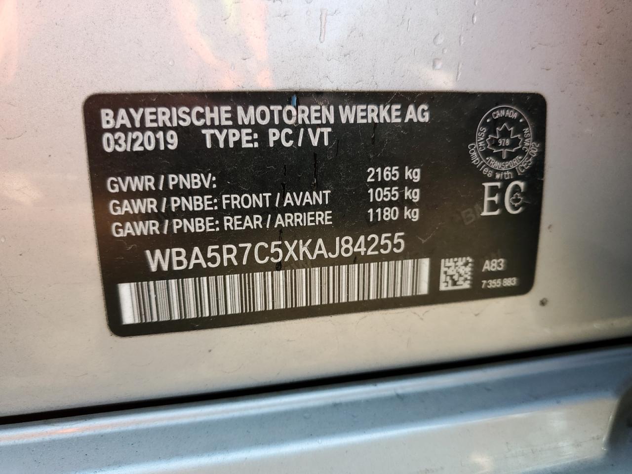 2019 BMW 330Xi VIN: WBA5R7C5XKAJ84255 Lot: 64596055