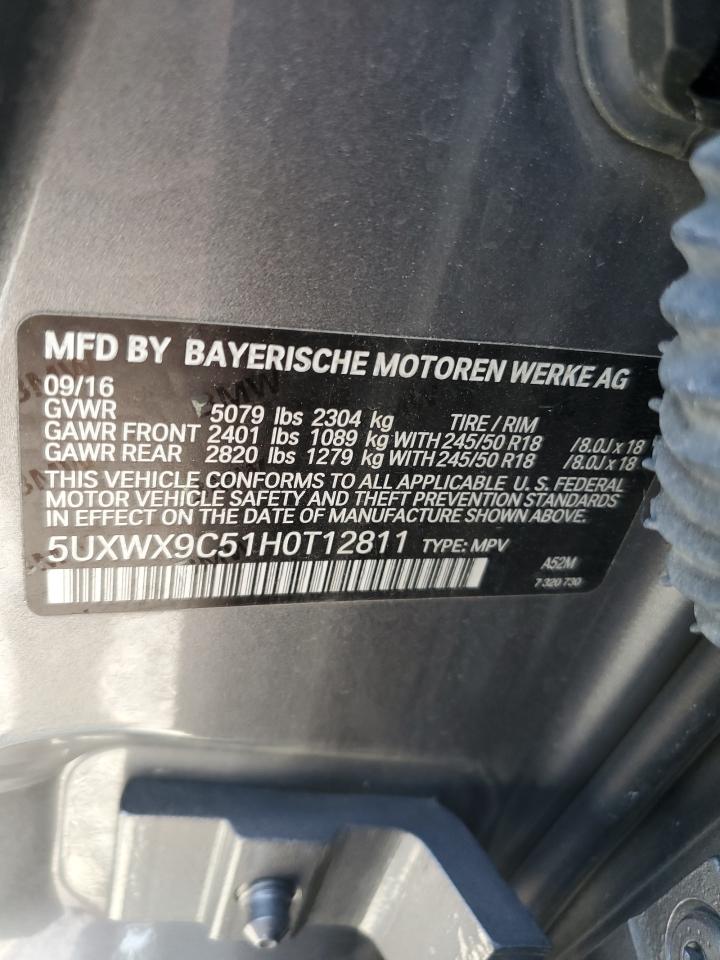 2017 BMW X3 xDrive28I VIN: 5UXWX9C51H0T12811 Lot: 63917255
