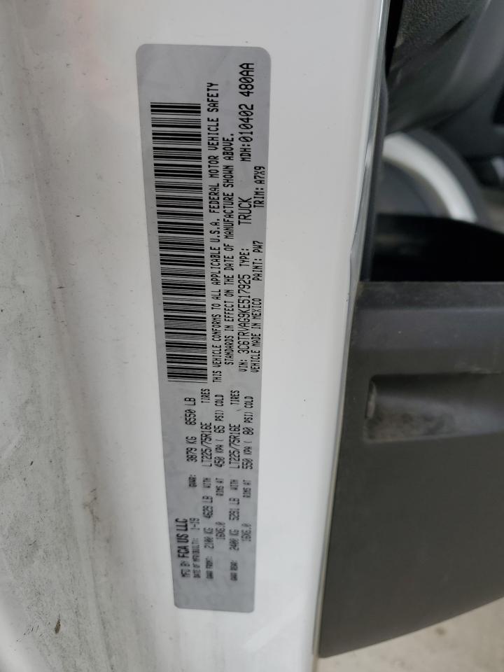 2019 Ram Promaster 1500 1500 Standard VIN: 3C6TRVAG9KE517925 Lot: 64658395