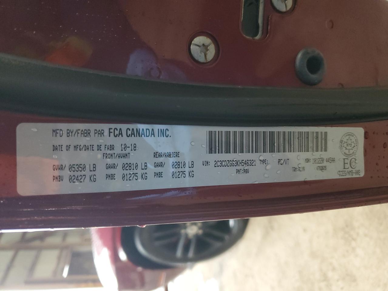 2019 Dodge Challenger Sxt VIN: 2C3CDZGG3KH546321 Lot: 63662075