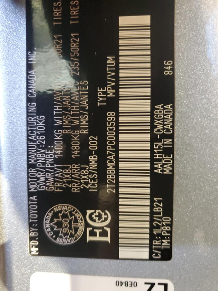 2023 Lexus Rx 350H Base VIN: 2T2BBMCA7PC003598 Lot: 65234565