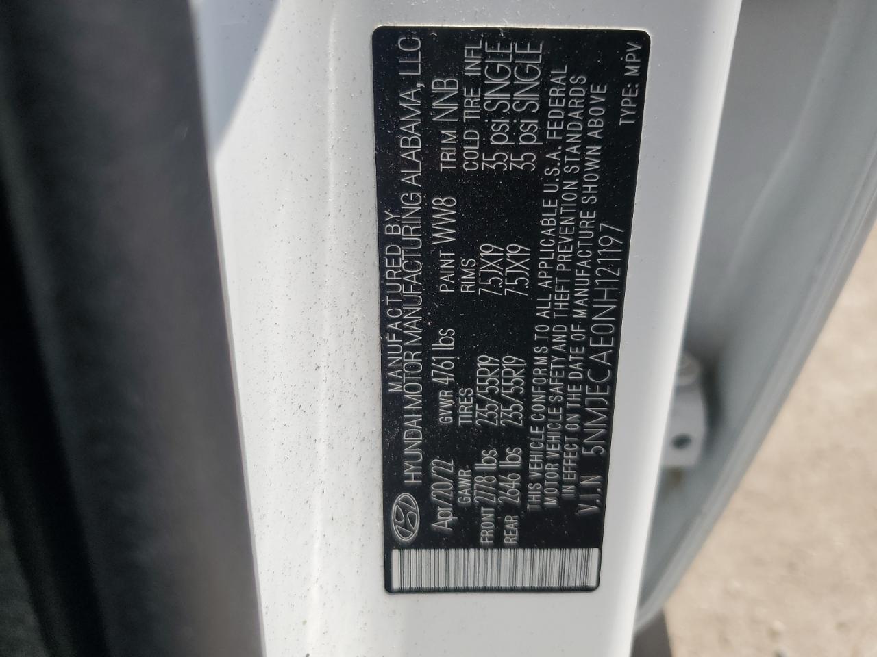2022 Hyundai Tucson Limited VIN: 5NMJECAE0NH121197 Lot: 63661225