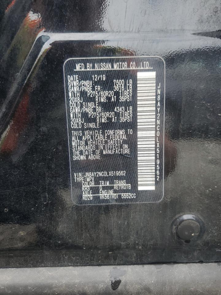 2020 Nissan Armada Sv VIN: JN8AY2NC0LX519562 Lot: 62260195